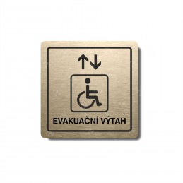 Piktogram zlatý Evakuační výtah invalidé