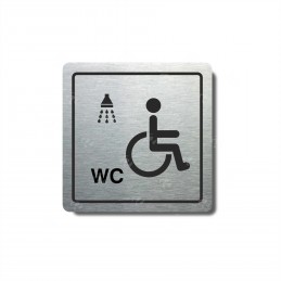 Piktogram stříbrný Invalidé WC+sprcha