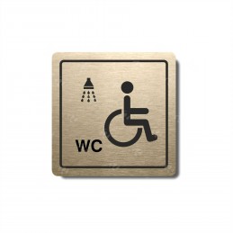 Piktogram zlatý Invalidé WC+sprcha