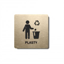 Piktogram zlatý Odpad-plasty