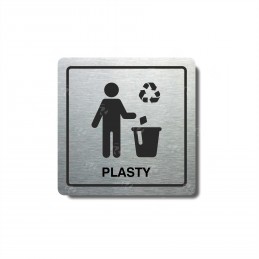 Piktogram stříbrný Odpad-plasty
