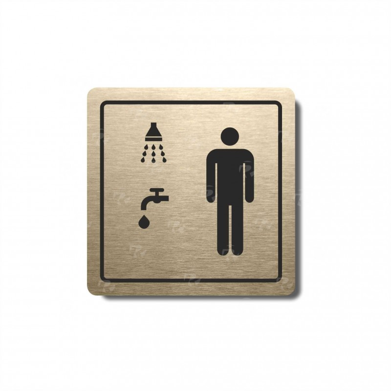 Piktogram stříbrný Muži, sprcha+umývárna