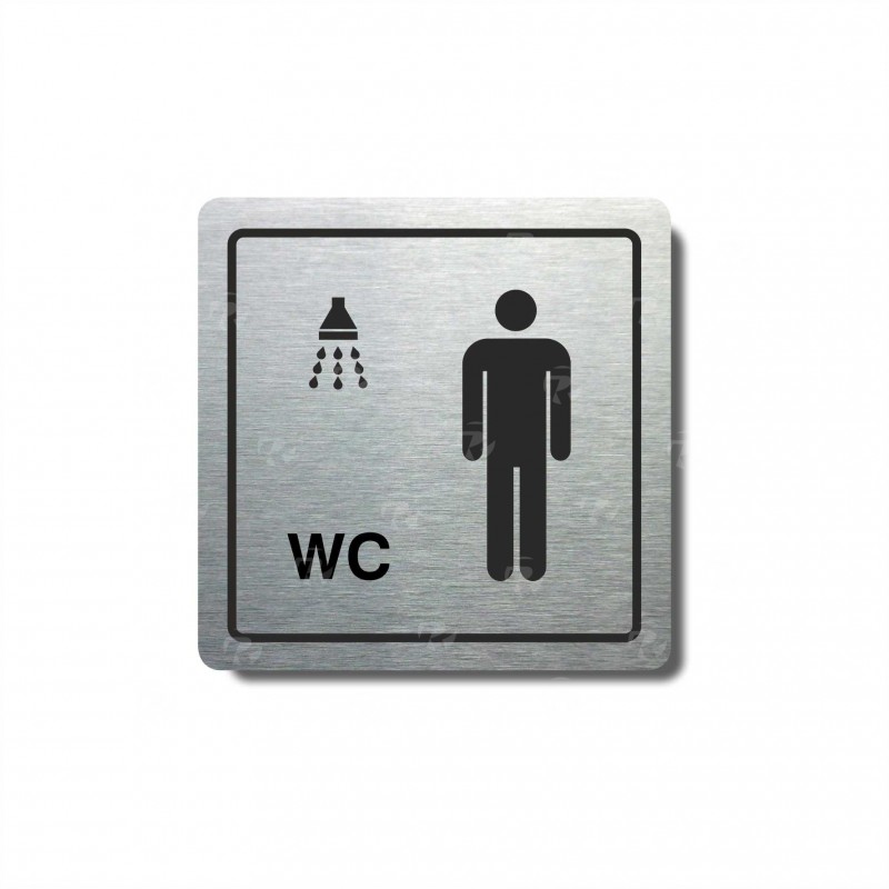 Piktogram stříbrný Muži, sprcha+WC