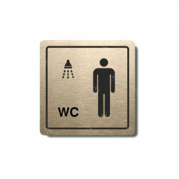 Piktogram zlatý Muži, sprcha+WC